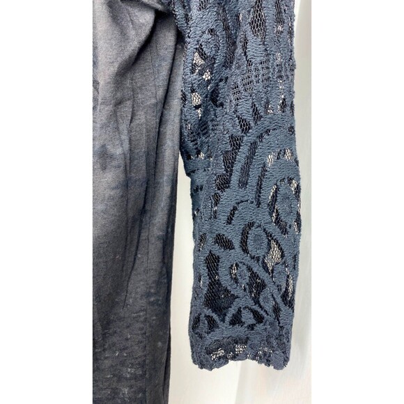 Southern Grace Black Lace & Maroon Blk Glitter Floral Cross Burnout Shirt Size S - Picture 4 of 9